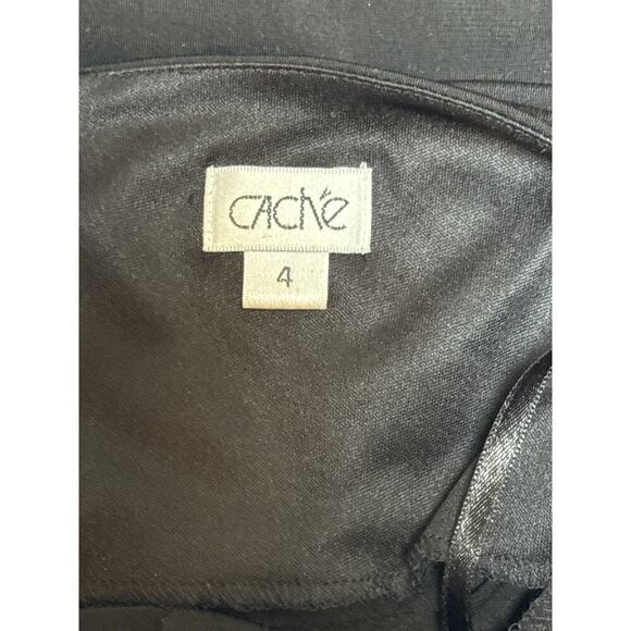 Women’s Cache Black Open Back Dress with Pink Ribbed Accents Sz 4 - Picture 4 of 4